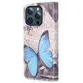 Style Series iPhone 13 Pro Max Wallet Case - Blauwe vlinder