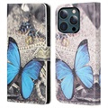 Style Series iPhone 13 Pro Max Wallet Case - Blauwe vlinder