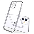 Sulada Plating Frame iPhone 12 TPU Hoesje - Zilver / Transparant