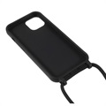 iPhone 13 TPU Hoesje met Lanyard - Zwart