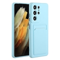 Samsung Galaxy S23 Ultra 5G TPU Case met Kaarthouder - Lichtblauw