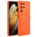 Samsung Galaxy S23 Ultra 5G TPU Case met Kaarthouder - Oranje