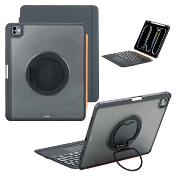 iPad Air 13 2024/2025/iPad Pro 12.9 2018/2020/2021/2022 TU3609 Magnetische toetsenbordbehuizing met achtergrondverlichting en 360-draaibare standaard - Zwart