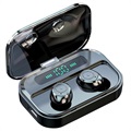TWS M7S-oortelefoon met LED-oplaadetui - IPX7, Bluetooth 5.0 - zwart