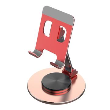 Tabletstandaard 360-graden roterende aluminium bureauhouder Opvouwbare mobiele telefoonstandaard Verstelbare tablethouder - rood