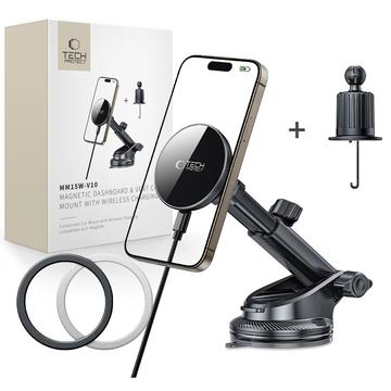 Tech-Protect MM15W-V10 MagSafe Dashboard & Air Vent autohouder / draadloze oplader - 15W - Zwart