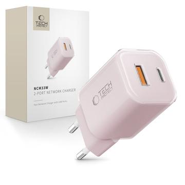 Tech-Protect NCM33W Dual-Port 30W Wandoplader - Roze