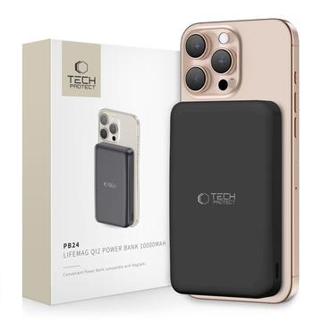 Tech-Protect PB24 LifeMag 10000mAh Magnetische Draadloze Power Bank - 15W, QI2, MagSafe - Zwart