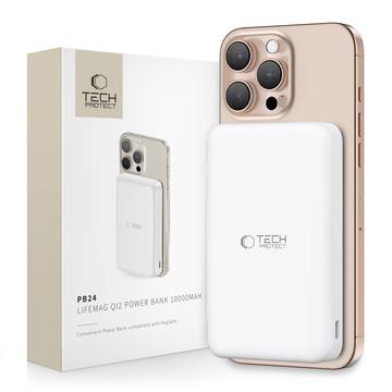 Tech-Protect PB24 LifeMag 10000mAh Magnetische Draadloze Power Bank - 15W, QI2, MagSafe - Wit