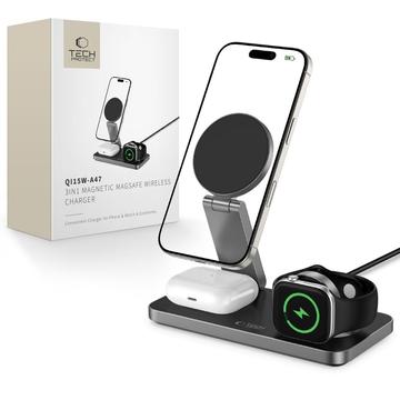 Tech-Protect QI15W-A47 3-in-1 opvouwbare MagSafe draadloze oplader