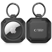 Tech-Protect Rough Pro Apple AirTag Siliconen Hoesje met Sleutelhanger - Zwart