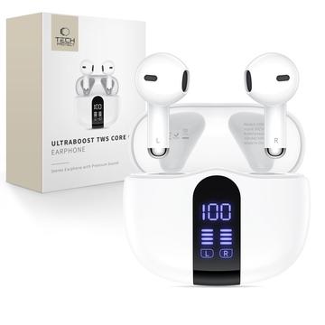 Tech-Protect UltraBoost TWS Core G2 draadloze koptelefoon met LED-weergave - Wit