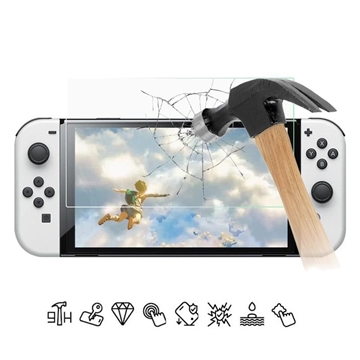 Nintendo Switch OLED Screenprotector van gehard glas - 9H - Case Friendly - Doorzichtig