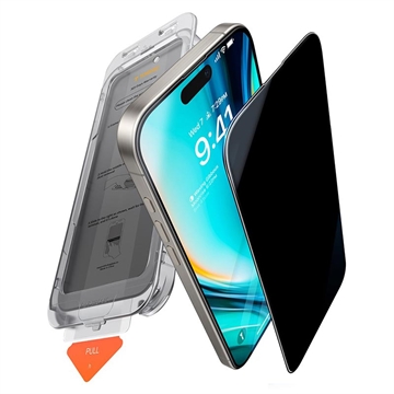 iPhone 16 Pro Torras GlassGo Privacy Glazen Screenprotector met Auto-Align Frame