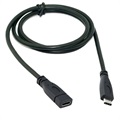 USB 3.1 Type-C / USB 3.1 Type-C Verlengkabel - Zwart
