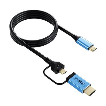 V292 4K 60Hz USB-C naar USB-C/HDMI 2.0 Video Converter Kabel - 2m - Zwart / Blauw