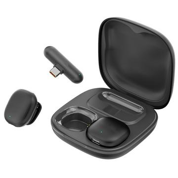 V36 Mini AI Noise Cancelling draadloze Lavalier-microfoon met USB-C-ontvanger & oplaadetui - Zwart