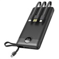 Veger C10 Powerbank met Lightning, USB-C, USB, MicroUSB-kabel - 10000mAh