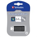 Verbatim PinStripe USB Stick - Zwart - 64GB