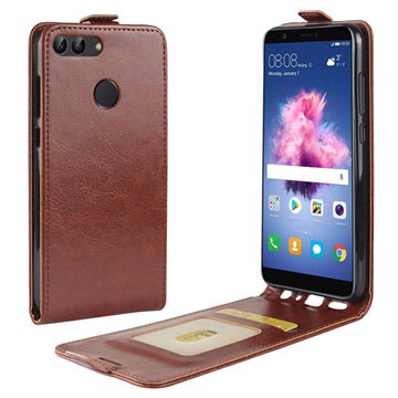 Huawei P Smart Vertical Flip Case met Kaartsleuf - Bruin