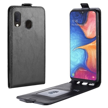 Samsung Galaxy A20e Verticale Flip Case met Kaartsleuf - Zwart