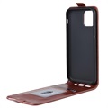 iPhone 11 Verticale Flip Case met Kaartsleuf - Bruin