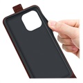 iPhone 14 Pro Vertical Flip Case met Kaartsleuf - Bruin