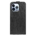 iPhone 14 Pro Max Verticale Flip Case met Kaarthouder - Zwart