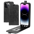 iPhone 15 Pro Verticale Flip Case met Kaartsleuf - Zwart