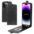iPhone 15 Pro Max Verticale Flip Hoesje met Kaartsleuf - Zwart