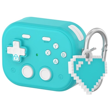 AirPods Pro 3 Vintage Game Console Stijl Plastic Etui met Hart Hanger - Blauw