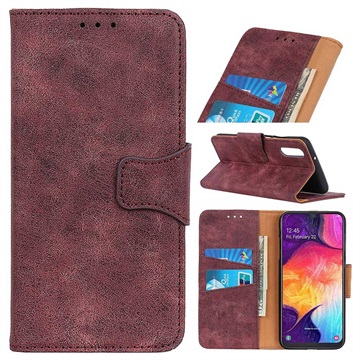 Vintage Series Samsung Galaxy A50 Wallet Case - Wijnrood