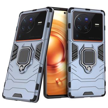 Vivo X80 Pro Hybrid Case met Ringhouder - Blauw
