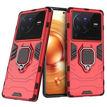 Vivo X80 Pro Hybrid Case met Ringhouder - Rood