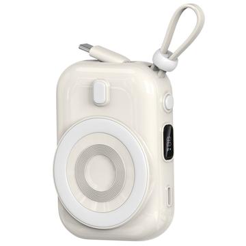 WIWU Wi-P041 Magnetische Draadloze Power Bank met USB-C kabel - 15W/9600mAh - Wit