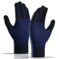 WM 1 paar Unisex gebreide warme handschoenen Touch Screen Stretchy wanten gebreide voering handschoenen - marineblauw