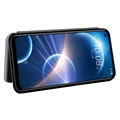 HTC Desire 22 Pro Wallet Case - Koolstofvezel - Zwart