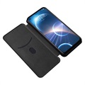 HTC Desire 22 Pro Wallet Case - Koolstofvezel - Zwart