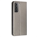Samsung Galaxy S22 5G Wallet Case - Carbon Fiber - Zwart