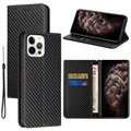 iPhone 14 Pro Wallet Case - Koolstofvezel - Zwart