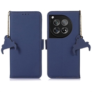 OnePlus 12 Leren Portemonnee Hoesje met RFID - Blauw