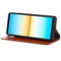 Sony Xperia 10 IV Wallet Leren Hoesje met Standaard - Bruin