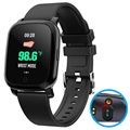 Waterbestendig Bluetooth Smartwatch met Ir Thermometer Cv06 - Zwart