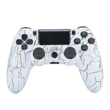 Draadloze gamecontroller gamepad voor PS4 game joystick met luidspreker en stereo hoofdtelefoonaansluiting - Witte barst