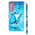Wonder Series Samsung Galaxy S21 5G Wallet Case - Blauwe Vlinder