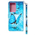 Wonder Series Samsung Galaxy S21 Ultra 5G Wallet Case - Blauwe vlinder