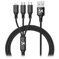 Wozinsky 3-in-1 Kabel - USB-C/MicroUSB/Lightning - 1.25m - Zwart