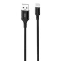 XO NB143 USB-naar-Lightning oplaadkabel - 2,4A, 1m - Zwart