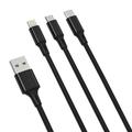 XO NB173 3-in-1 kabel - USB-C, Lightning, MicroUSB - 1,2 m - Zwart