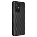 Xiaomi 11T/11T Pro Flip Case - Koolstofvezel - Zwart